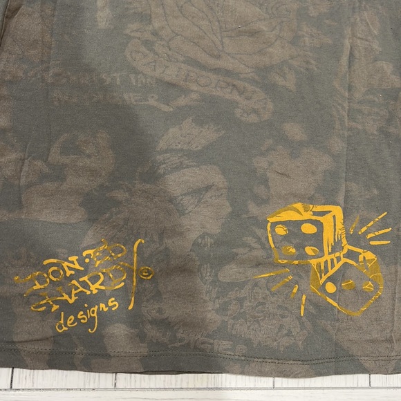 Ed Hardy Christian Audigier American Gangster rhinestone v neck t shirt Rare - Picture 6 of 7